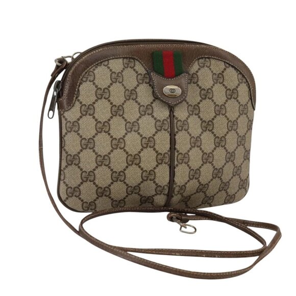 GUCCI GG Supreme Web Sherry Line Shoulder Bag PVC Beige 904 02 047 Auth 111359 - Picture 1 of 16